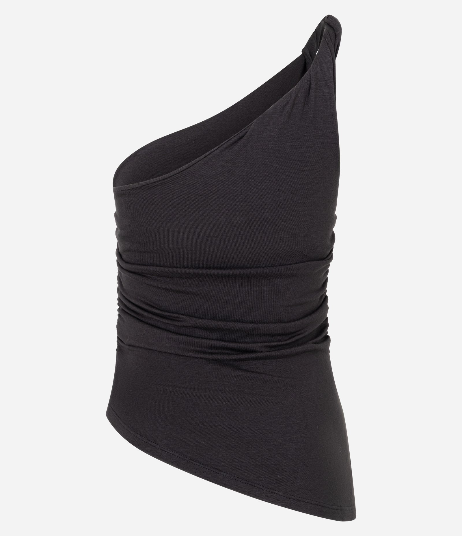 Blusa em Ribana com Um Ombro Só e Alça Torcida Preto 6