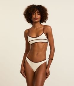 Biquíni Calcinha Básica em Microfibra Texturizada com Viés Contrastante e Fio Duplo