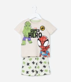 Pijama Infantil com Estampa Baby Heróis Spidey e Hulk - Tam 2 a 6 Anos