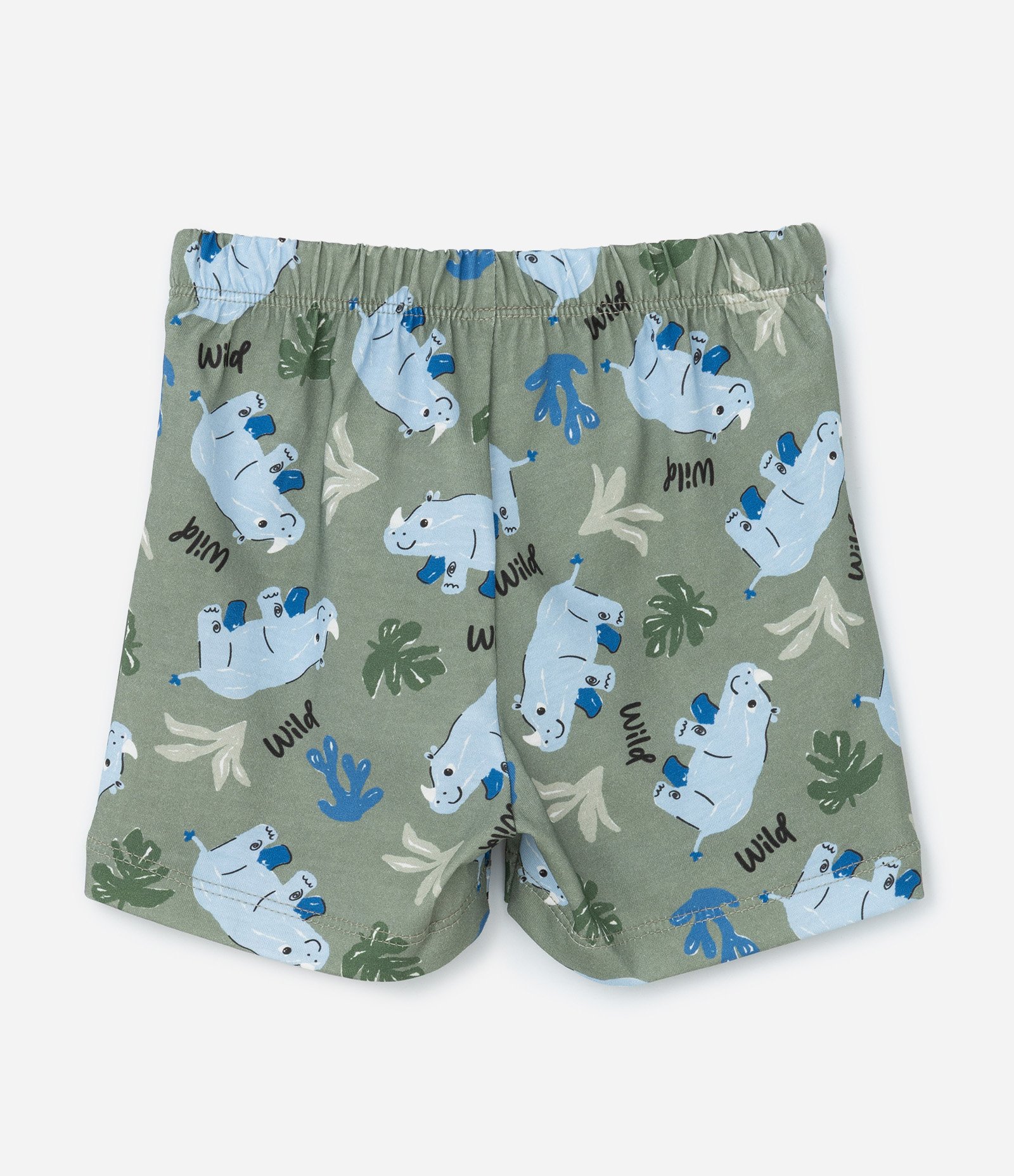 Pijama Infantil com Bolsinho e Estampa Rinoceronte - Tam 2 a 4 Anos Verde 5