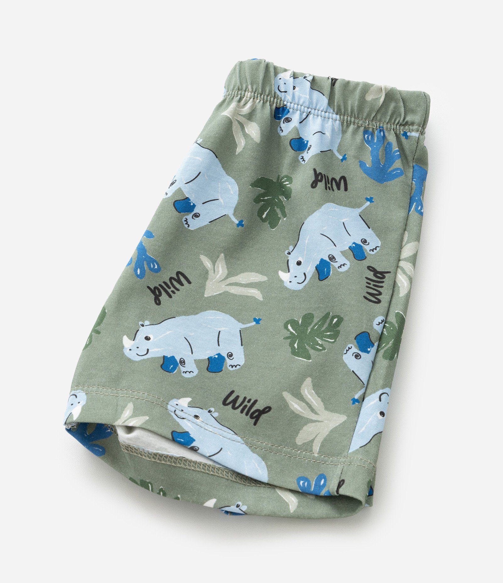 Pijama Infantil com Bolsinho e Estampa Rinoceronte - Tam 2 a 4 Anos Verde 6