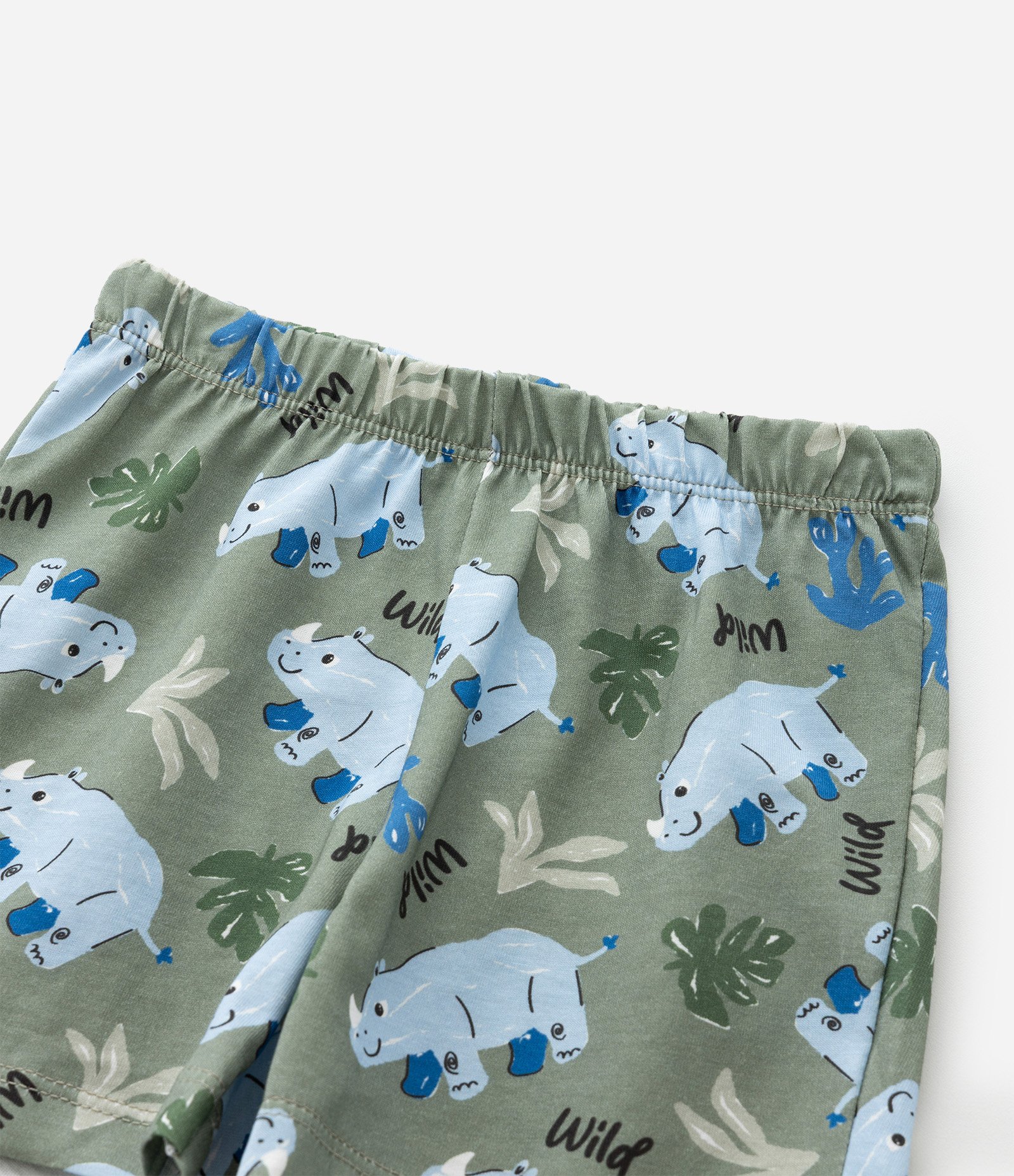 Pijama Infantil com Bolsinho e Estampa Rinoceronte - Tam 2 a 4 Anos Verde 7