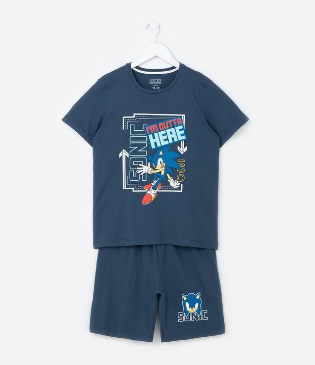 Pijama Infantil com Estampa do Sonic - Tam 5 a 14 Anos