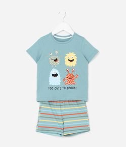 Pijama Infantil com Estampa Monstrinhos - Tam 2 a 6 Anos