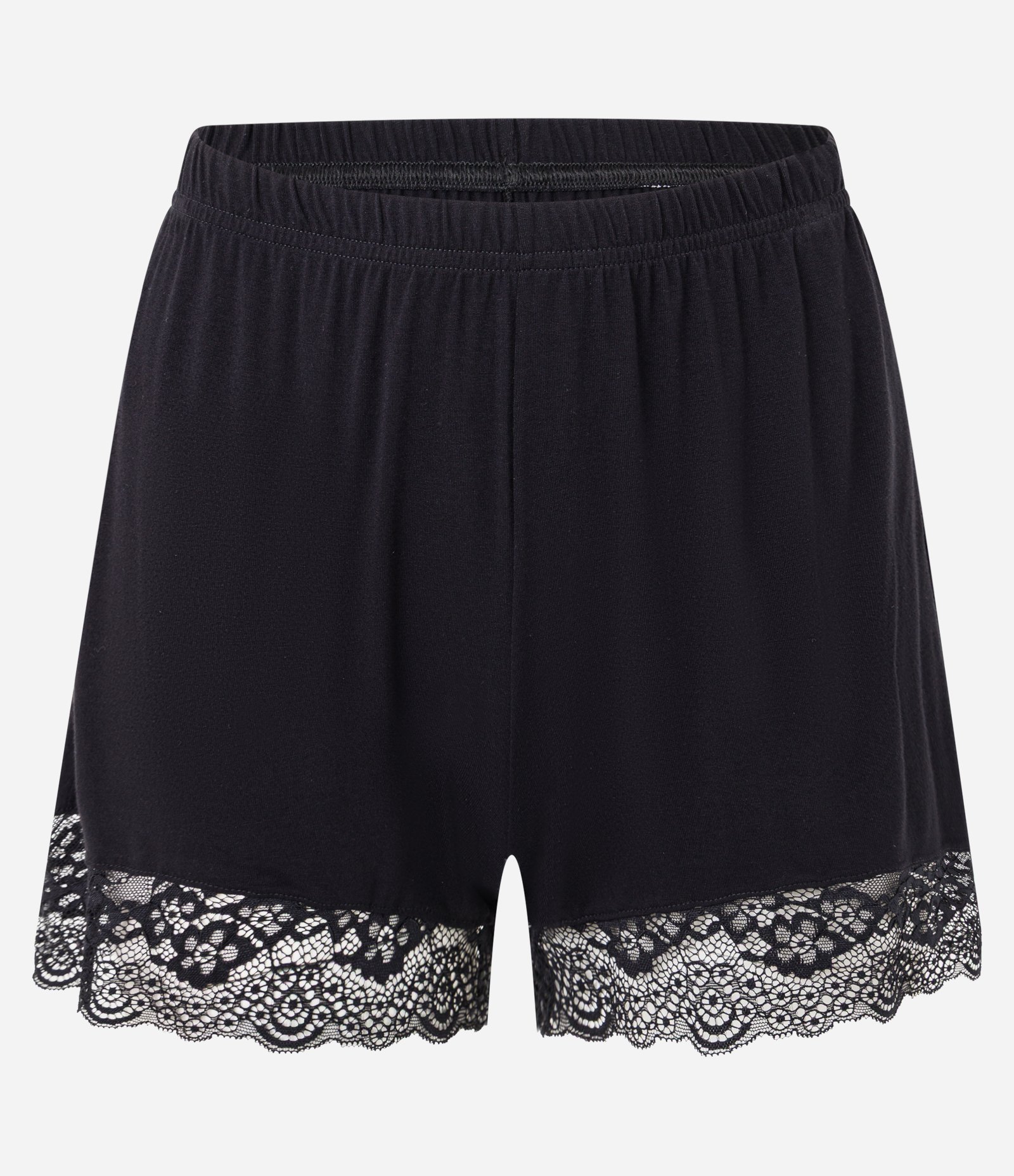 Pijama Short Doll Americano em Viscose com Renda Preto 6