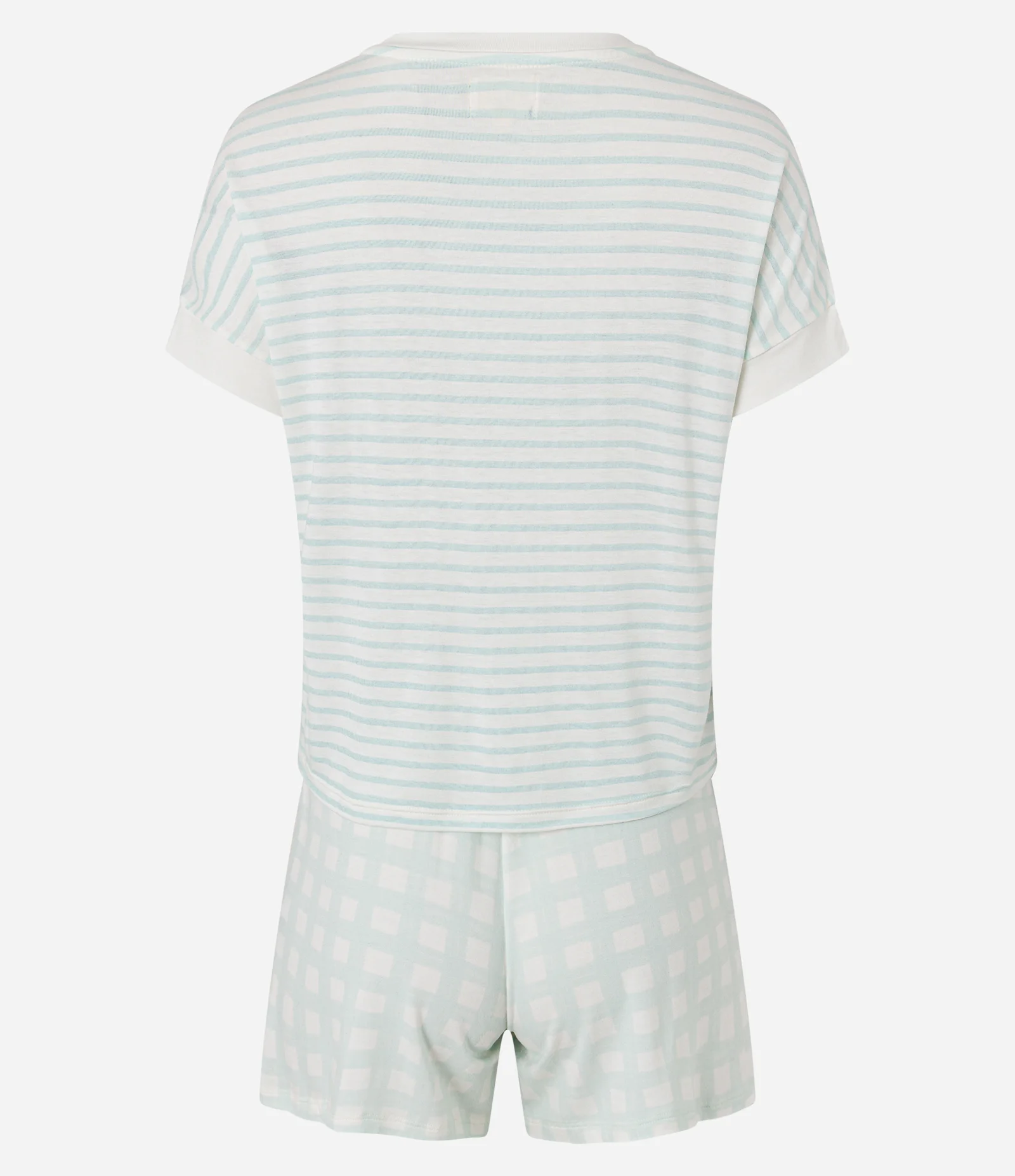 Pijama Short Doll em Viscose com Estampa Listrada e Xadrez Verde 5