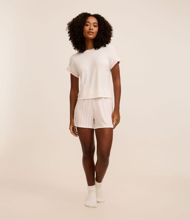Pijama Short Doll com Estampa Listras e Poá