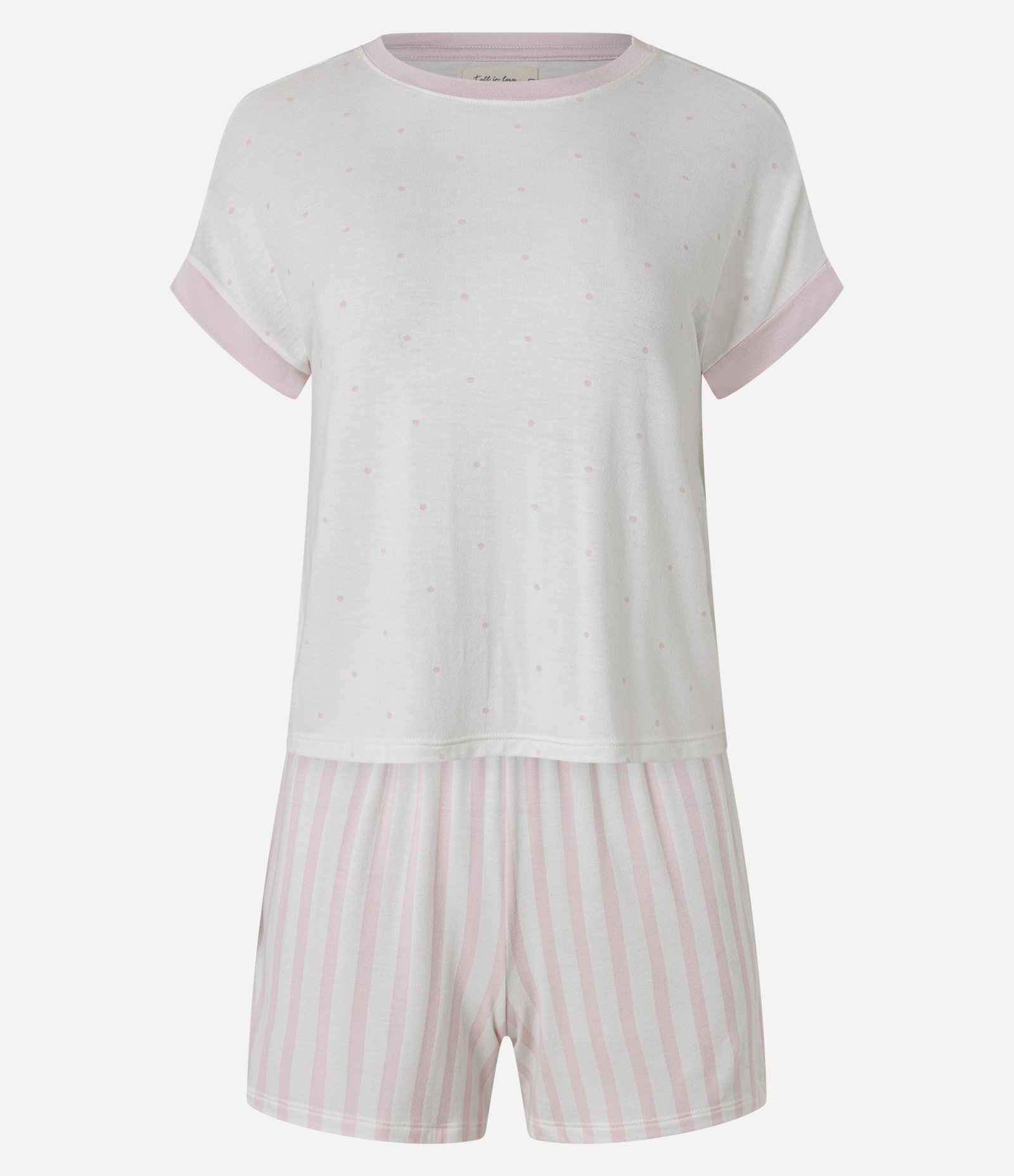 Pijama Short Doll com Estampa Listras e Poá Off White 4