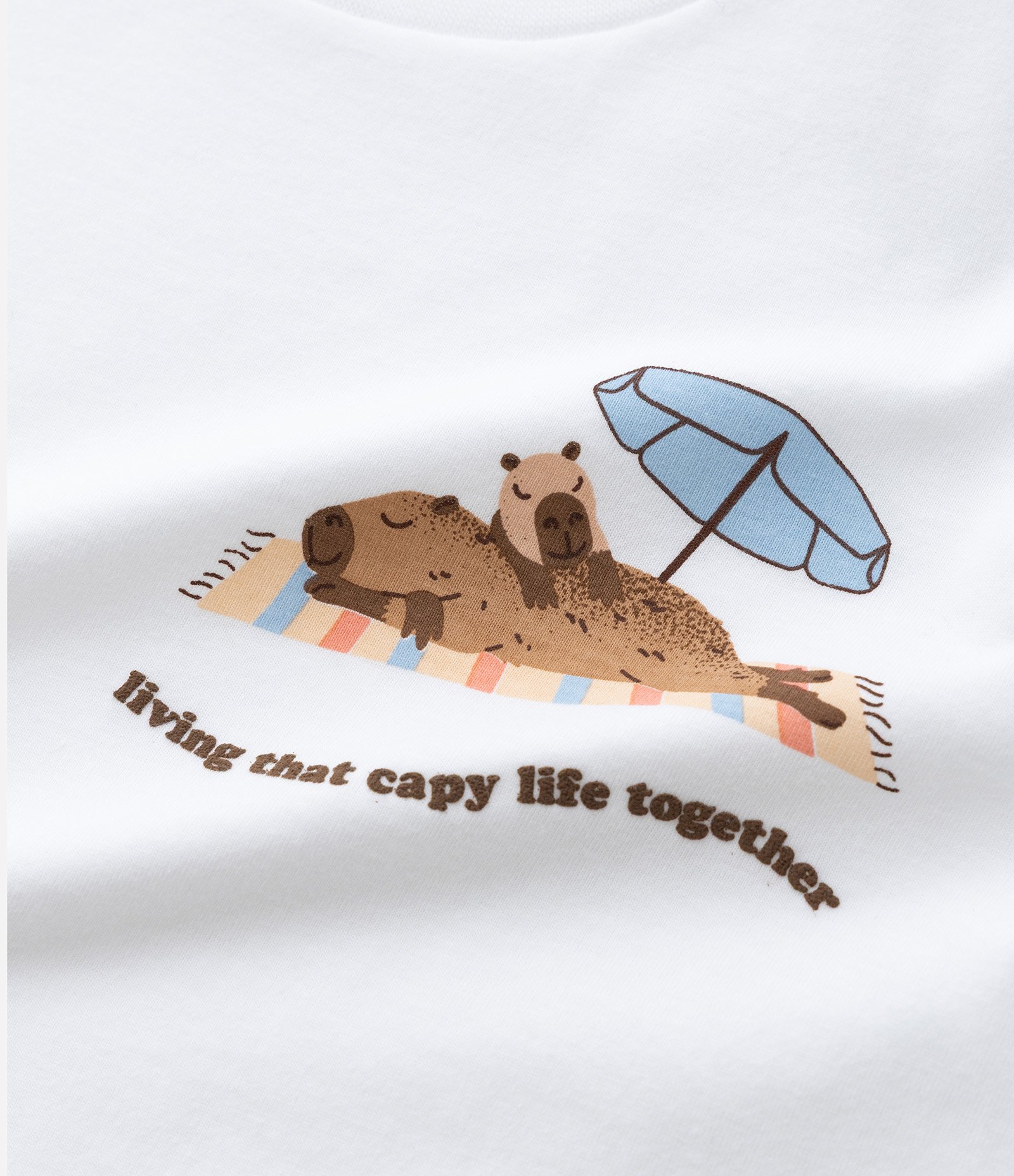 Pijama Infantil em Algodão com Estampa Capivaras - Tam 2 a 14 Anos Branco/Azul 9