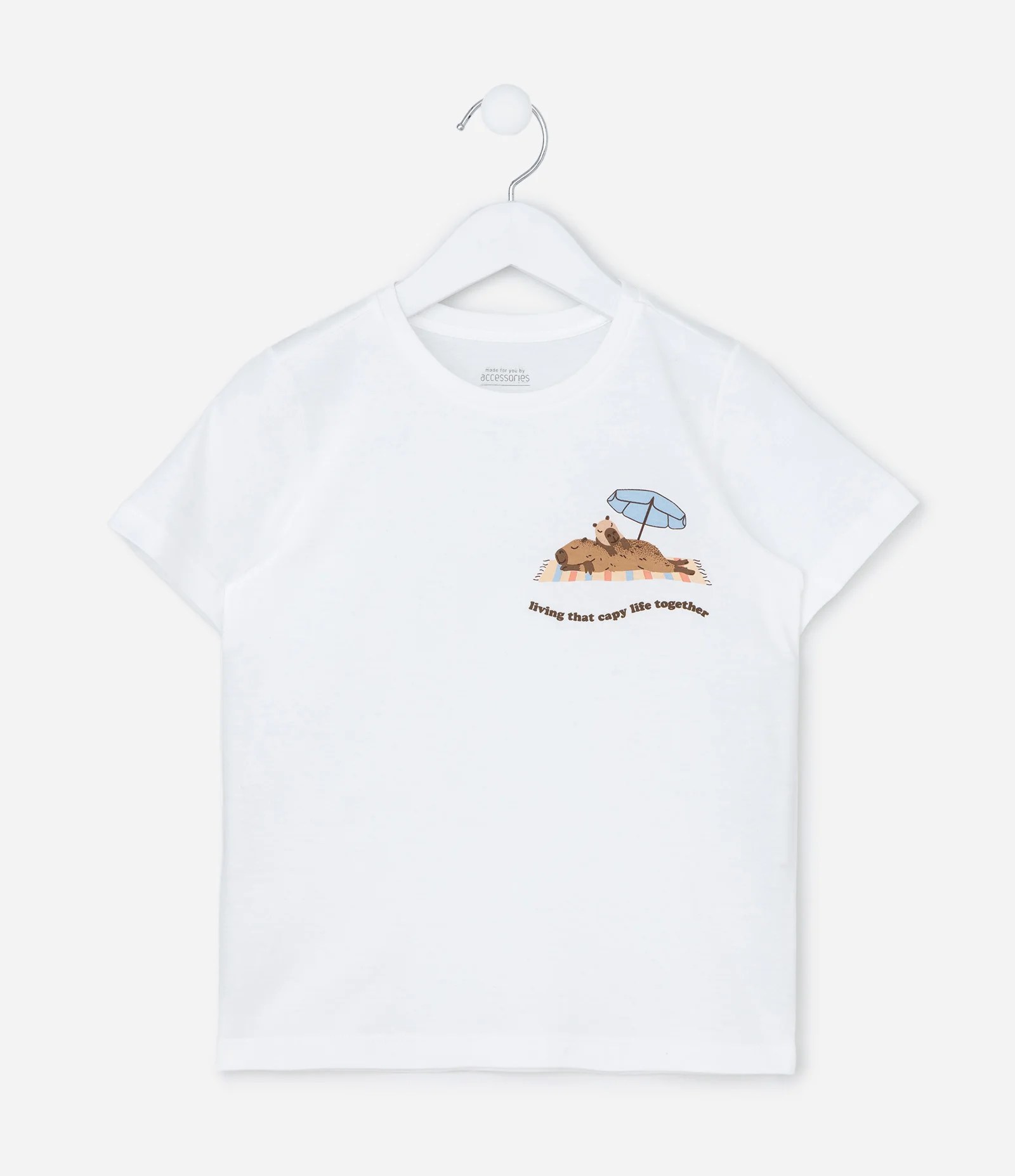 Pijama Infantil em Algodão com Estampa Capivaras - Tam 2 a 14 Anos Branco/Azul 2