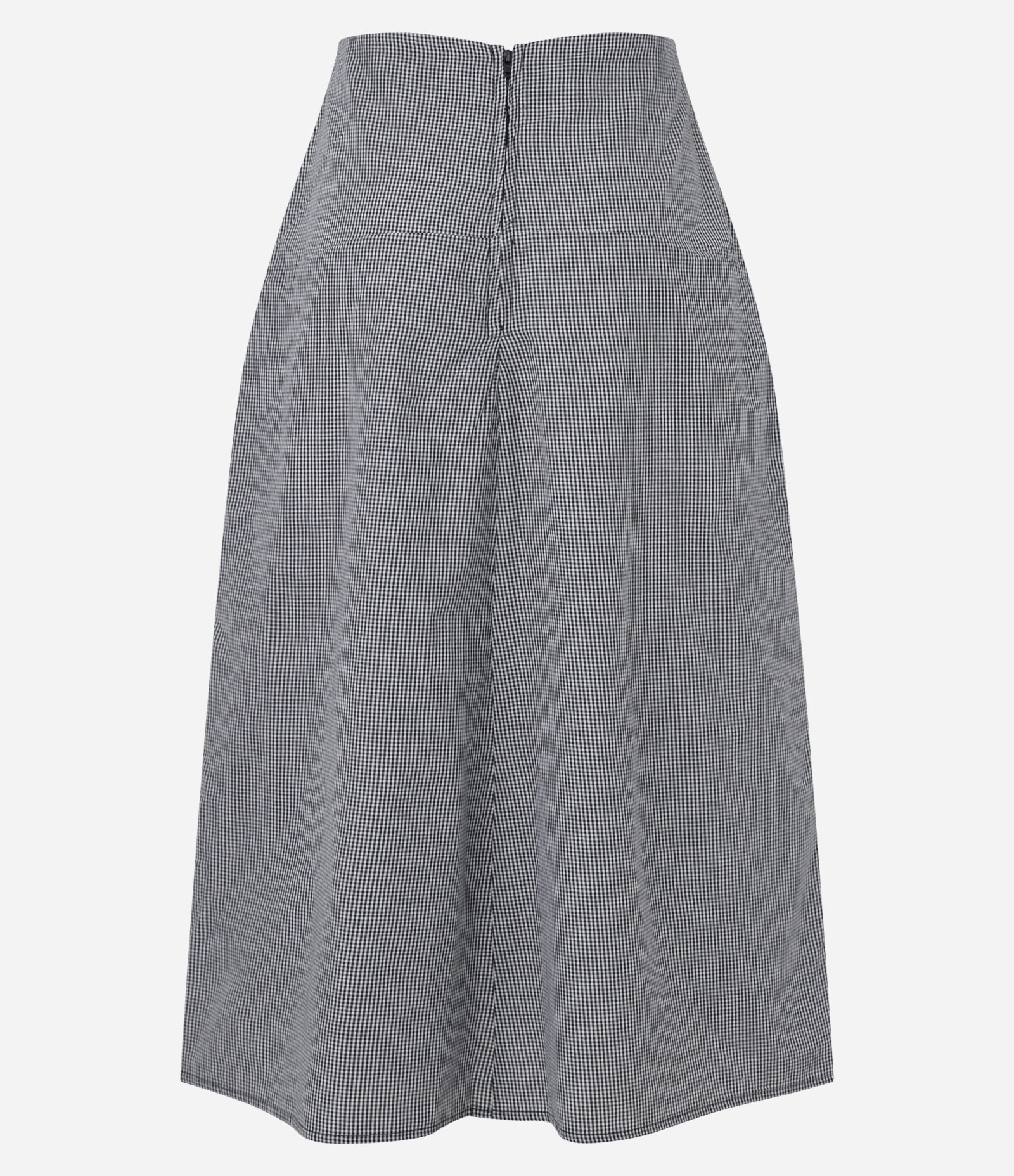 Saia Midi em Tricoline Xadrez Vichy e Zíper Preto 6