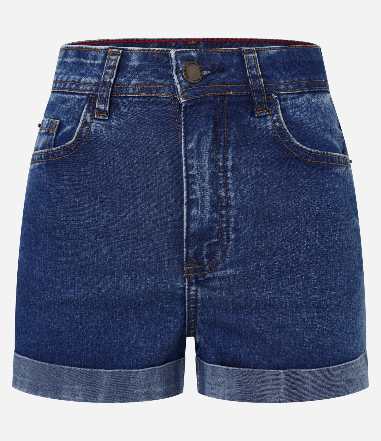 Short Hot Pants em Jeans com Cintura Alta e Barra Dobrada Médio 5
