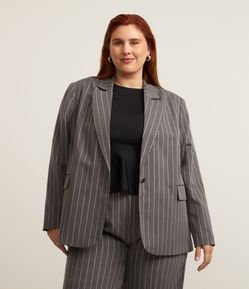 Blazer Alfaiatado com Botão e Riscas de Giz Curve & Plus Size