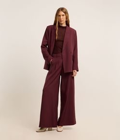 Calça Wide Leg em Alfaiataria com Pregas e Cintura Alta