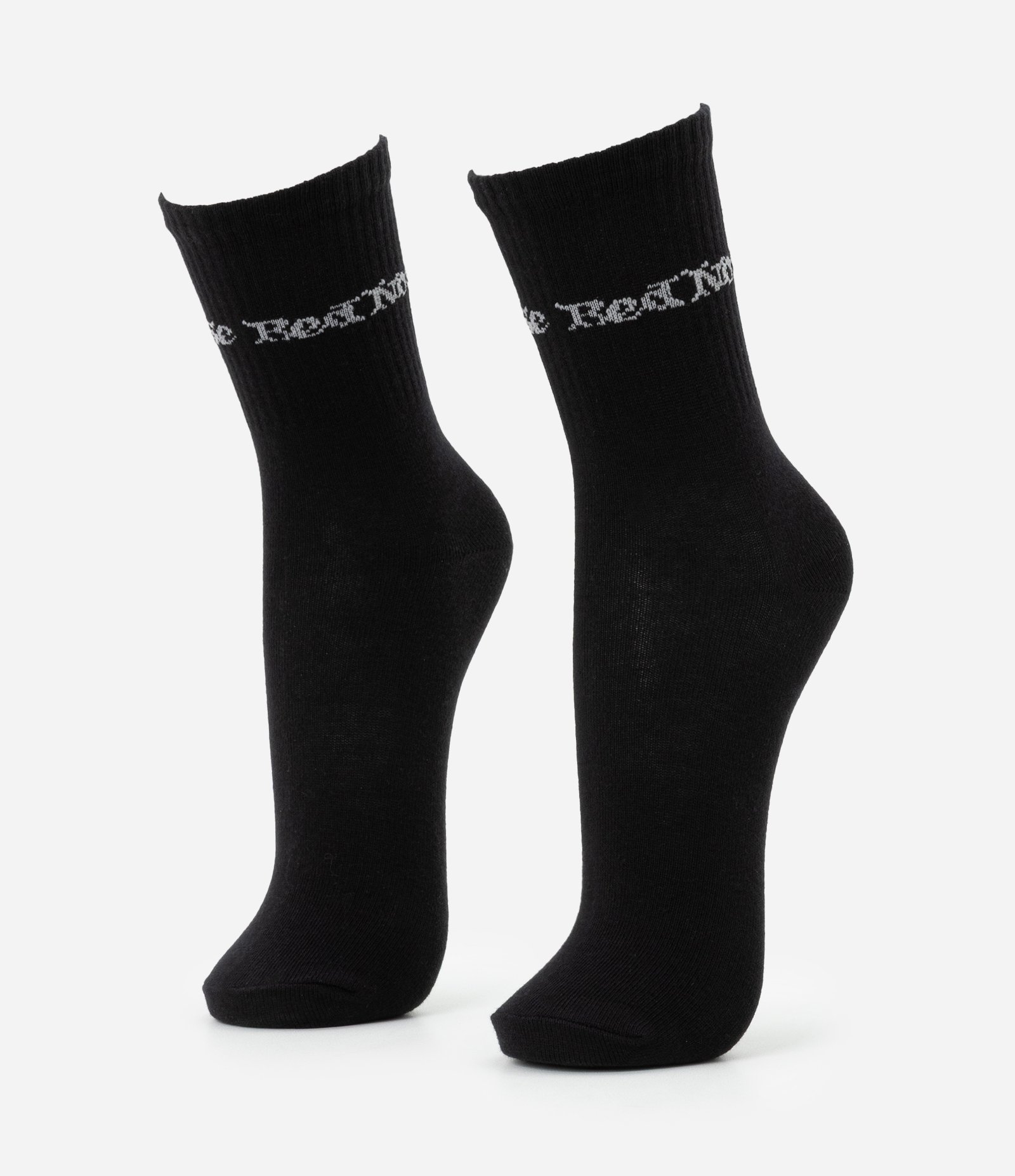 Kit 02 Meias Cano Alto com Estampa Lettering Red Nose Preto 1