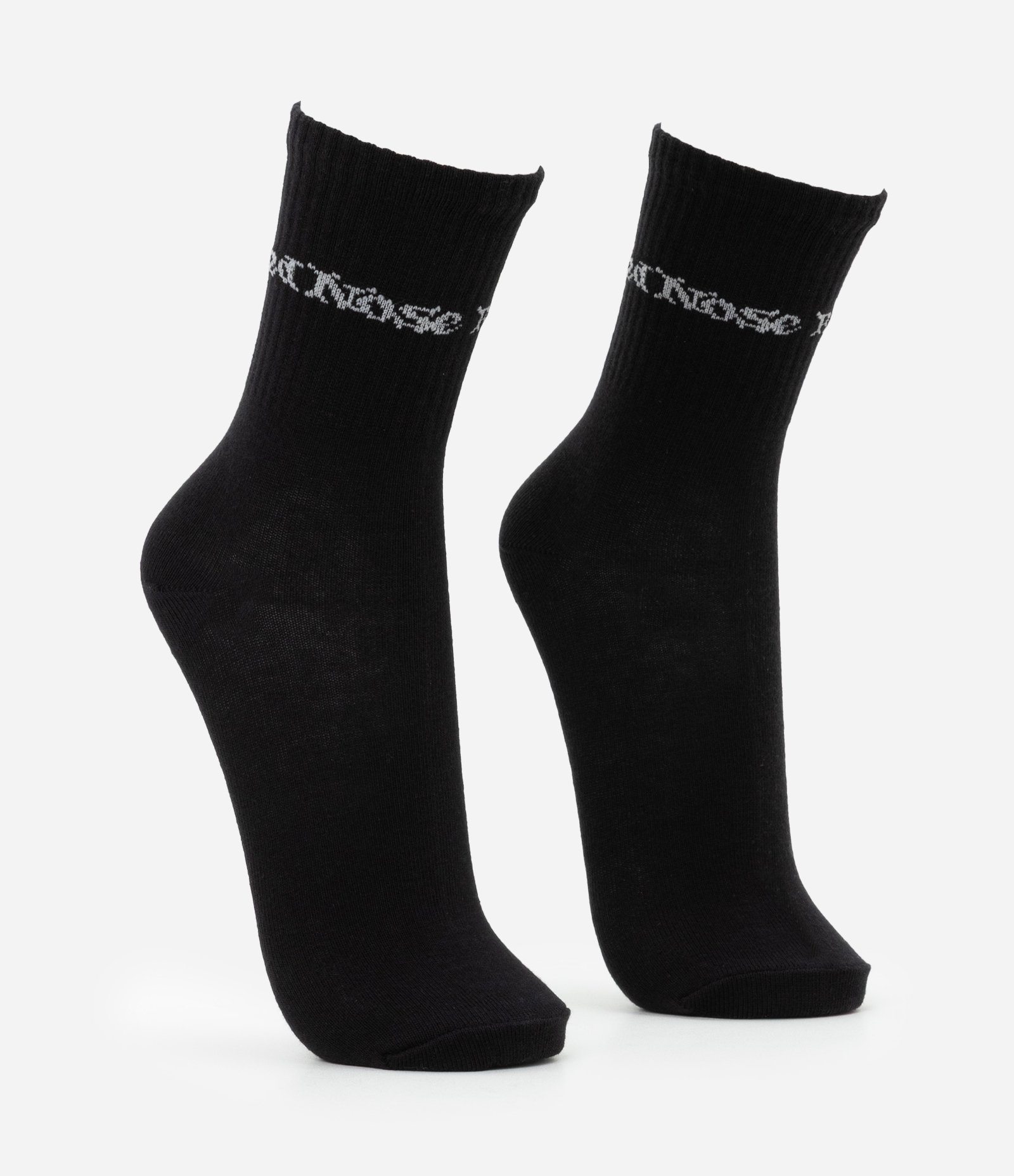 Kit 02 Meias Cano Alto com Estampa Lettering Red Nose Preto 2