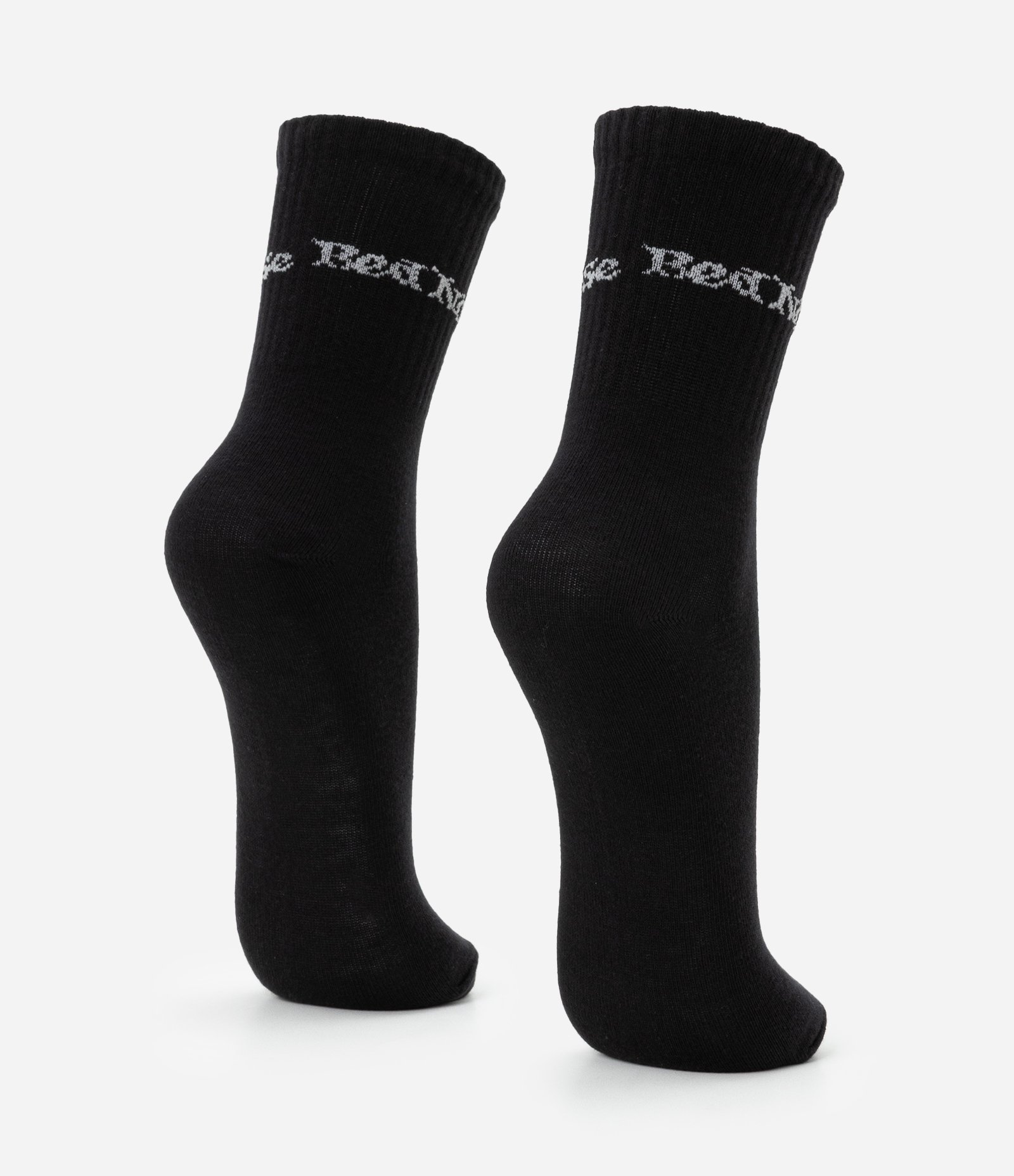 Kit 02 Meias Cano Alto com Estampa Lettering Red Nose Preto 3