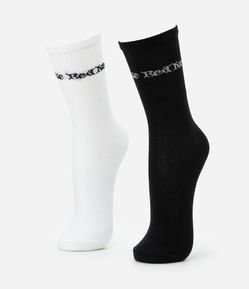 Kit 02 Meias Cano Alto com Estampa Lettering Red Nose