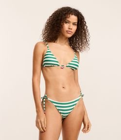 Biquíni Calcinha Lacinho com Estampa Listrada e Ponteira de Cereja