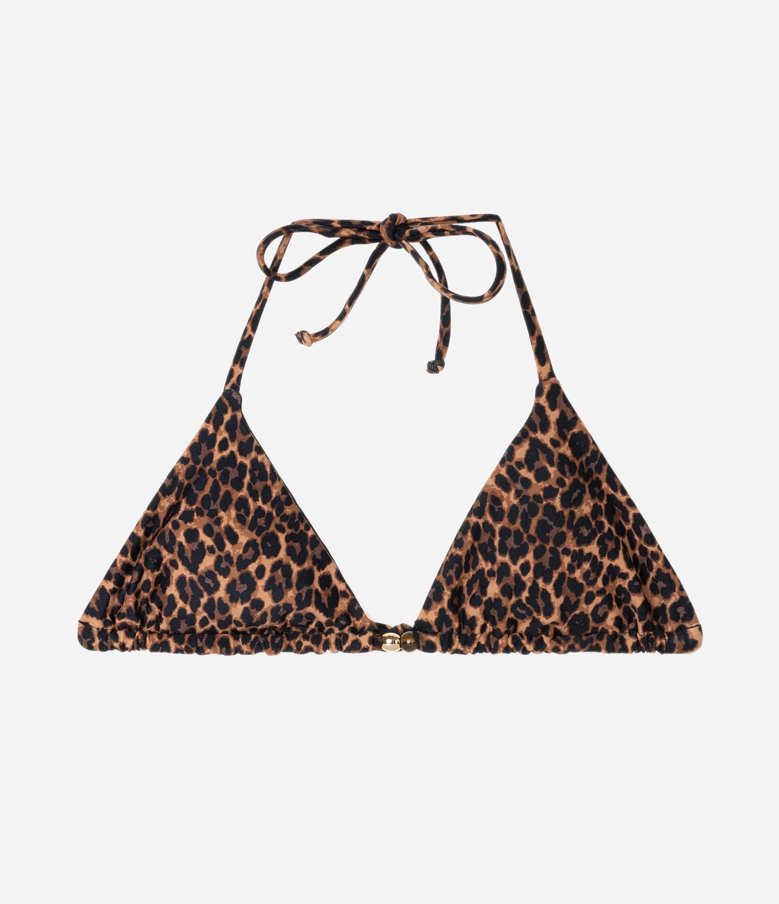 Biquíni Top Cortininha Estampado de Oncinha e com Aviamento de Madeira Marrom 5