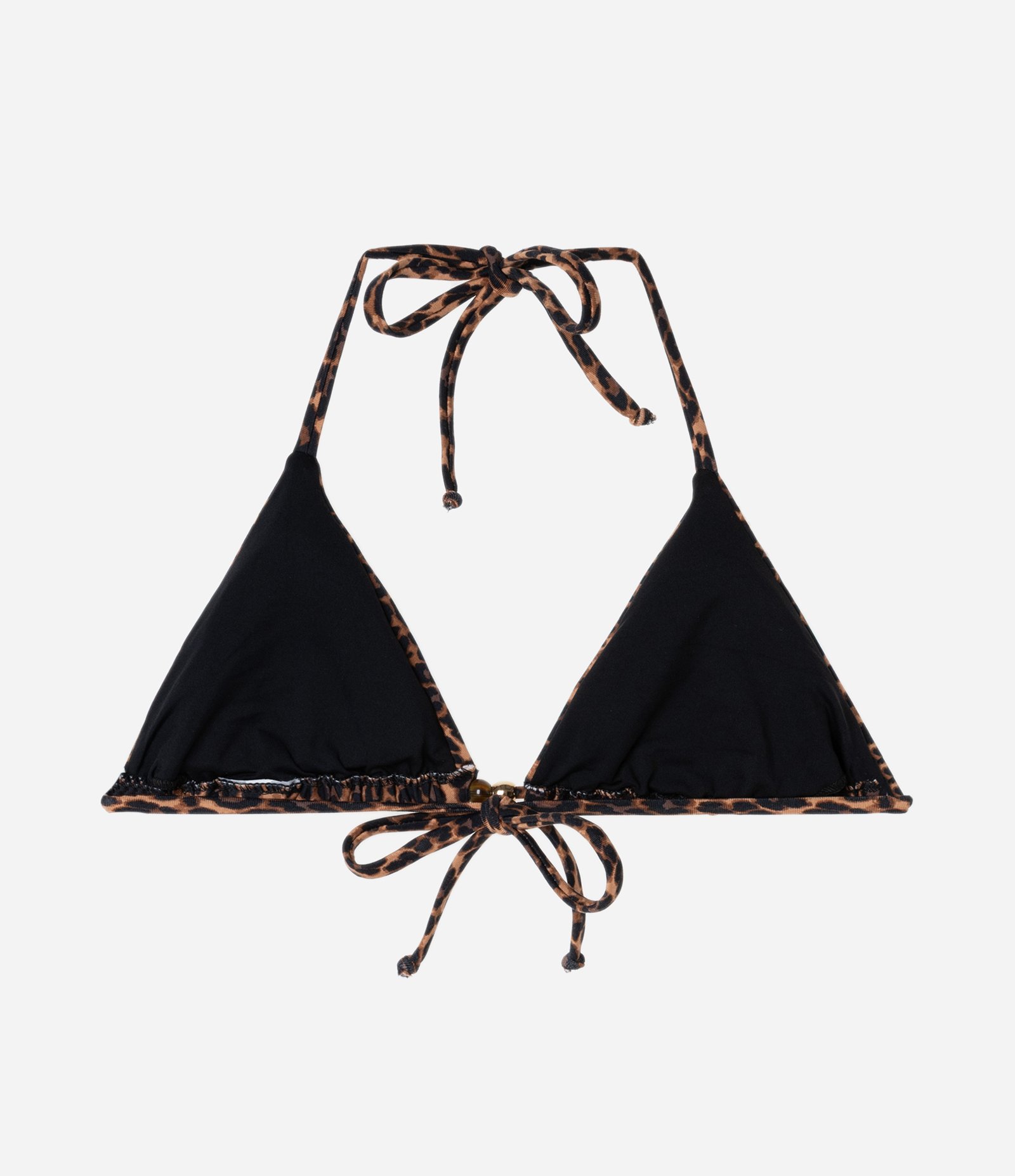 Biquíni Top Cortininha Estampado de Oncinha e com Aviamento de Madeira Marrom 6