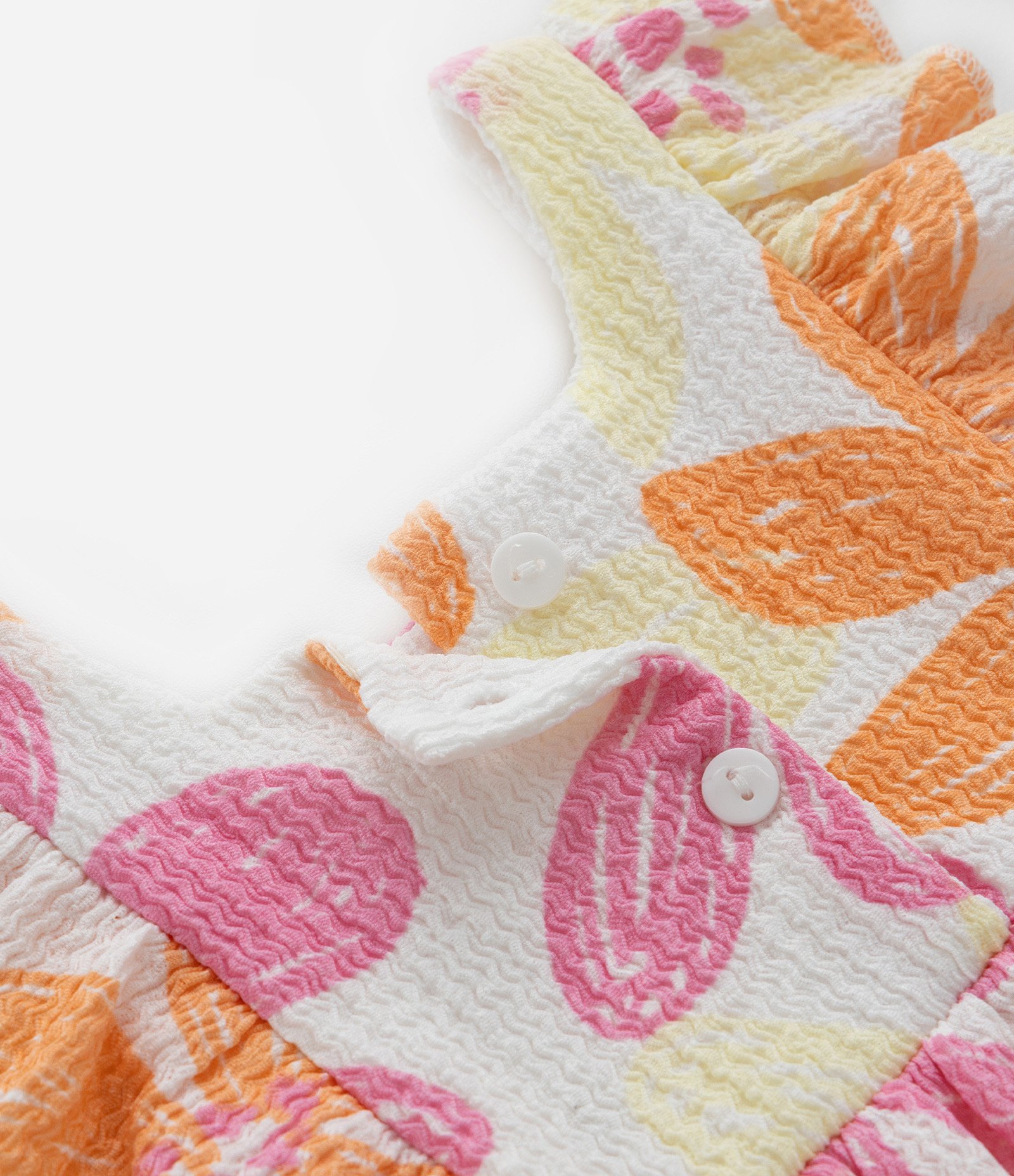 Vestido Infantil com Estampa Floral e Textura - Tam 0 a 18 Meses Multicores 4