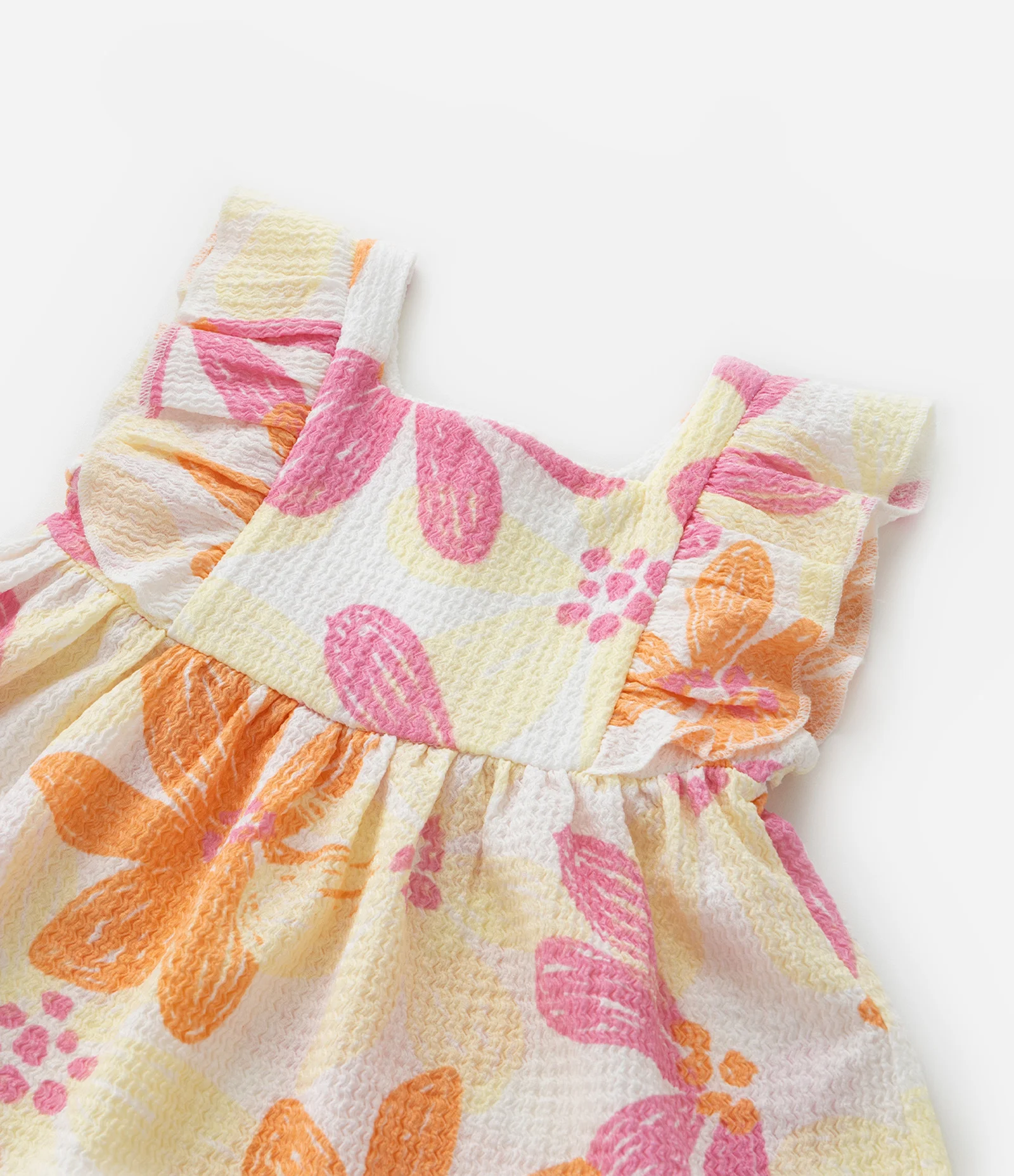 Vestido Infantil com Estampa Floral e Textura - Tam 0 a 18 Meses Multicores 5