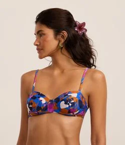 Biquíni Top Meia Taça em Microfibra com Estampa Floral