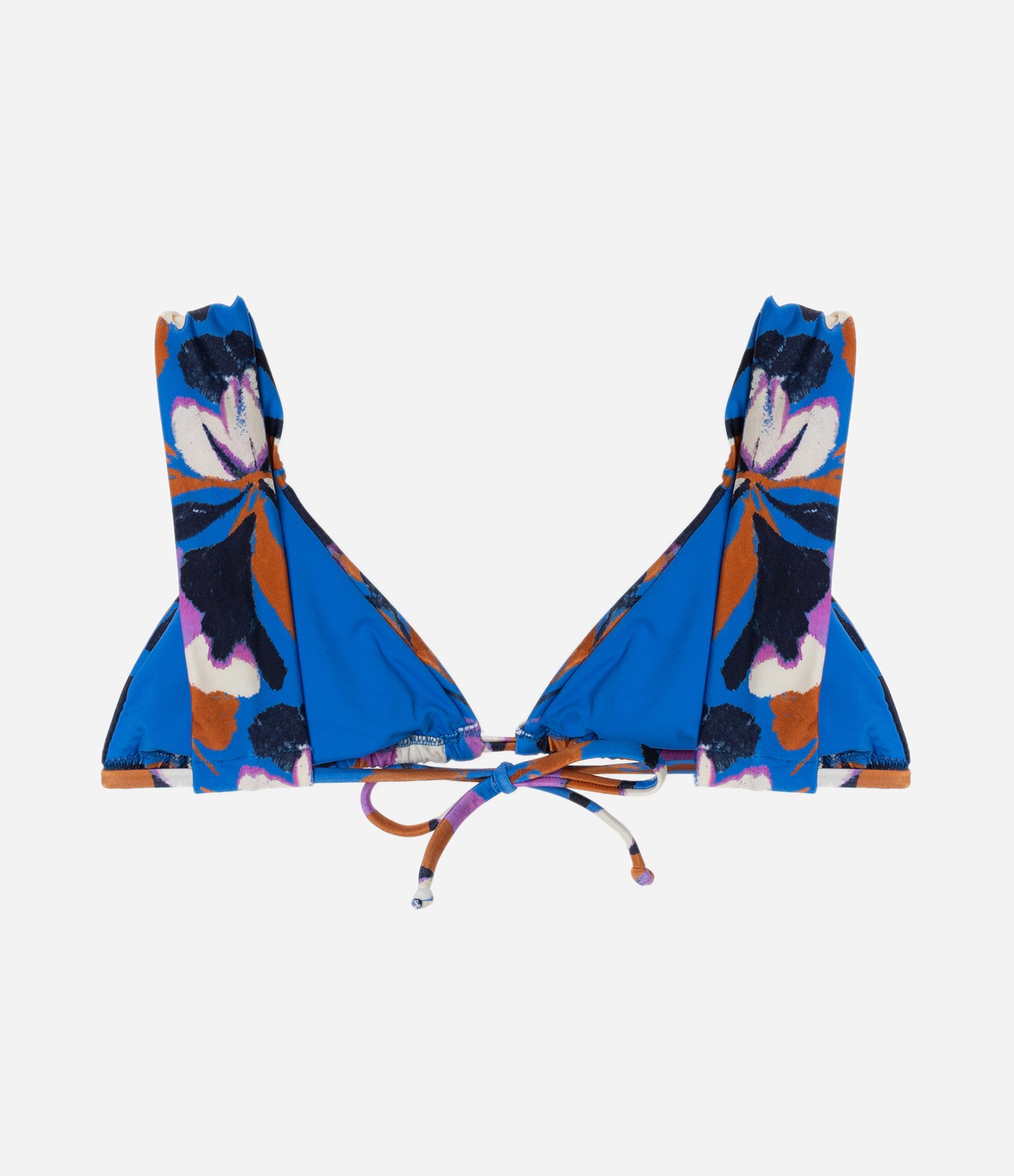 Biquíni Top Cortininha Alongado em Microfibra com Estampa Floral Azul 6