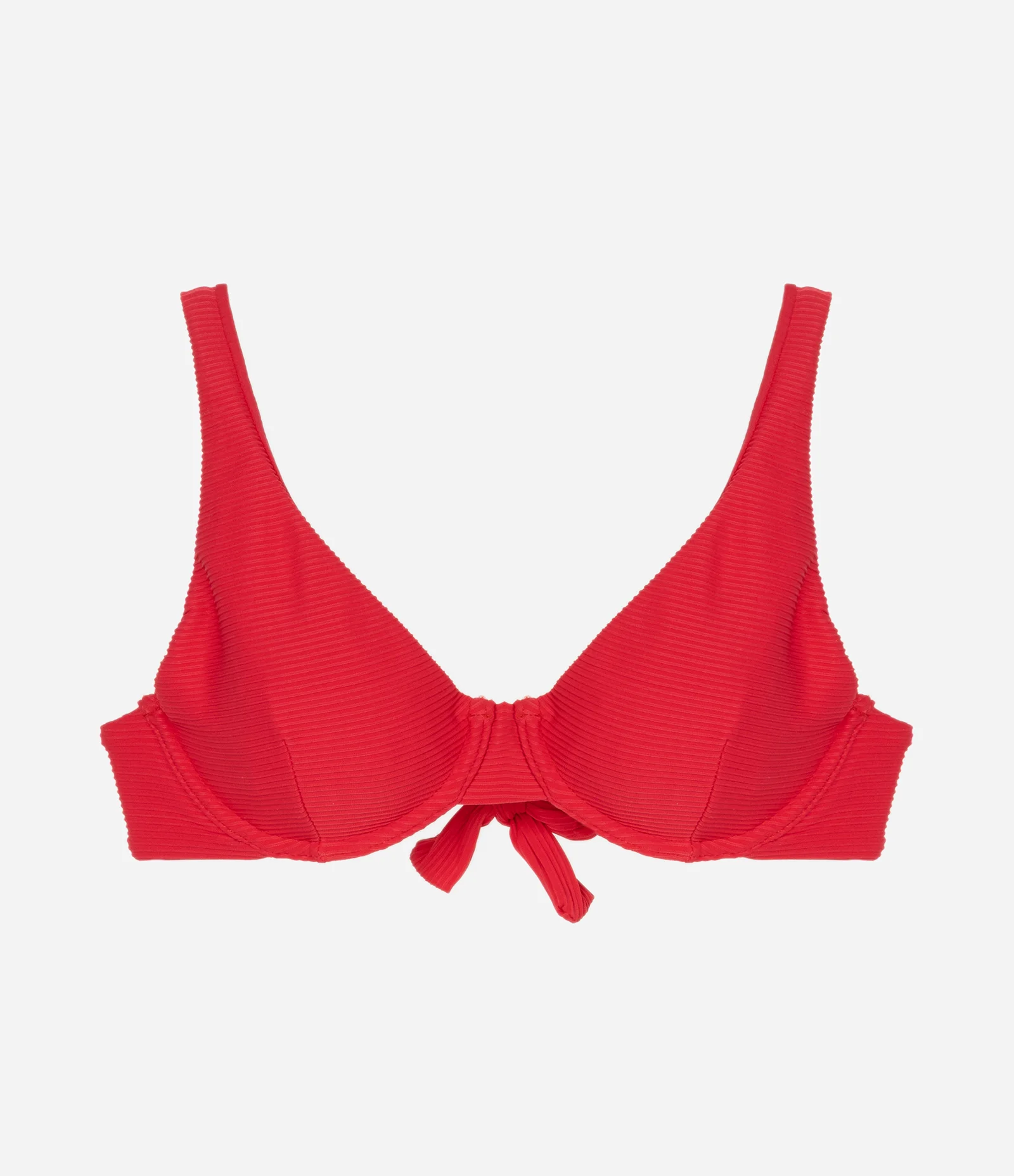 Biquíni Top Meia Taça Alongado em Microfibra Canelada Vermelho 6