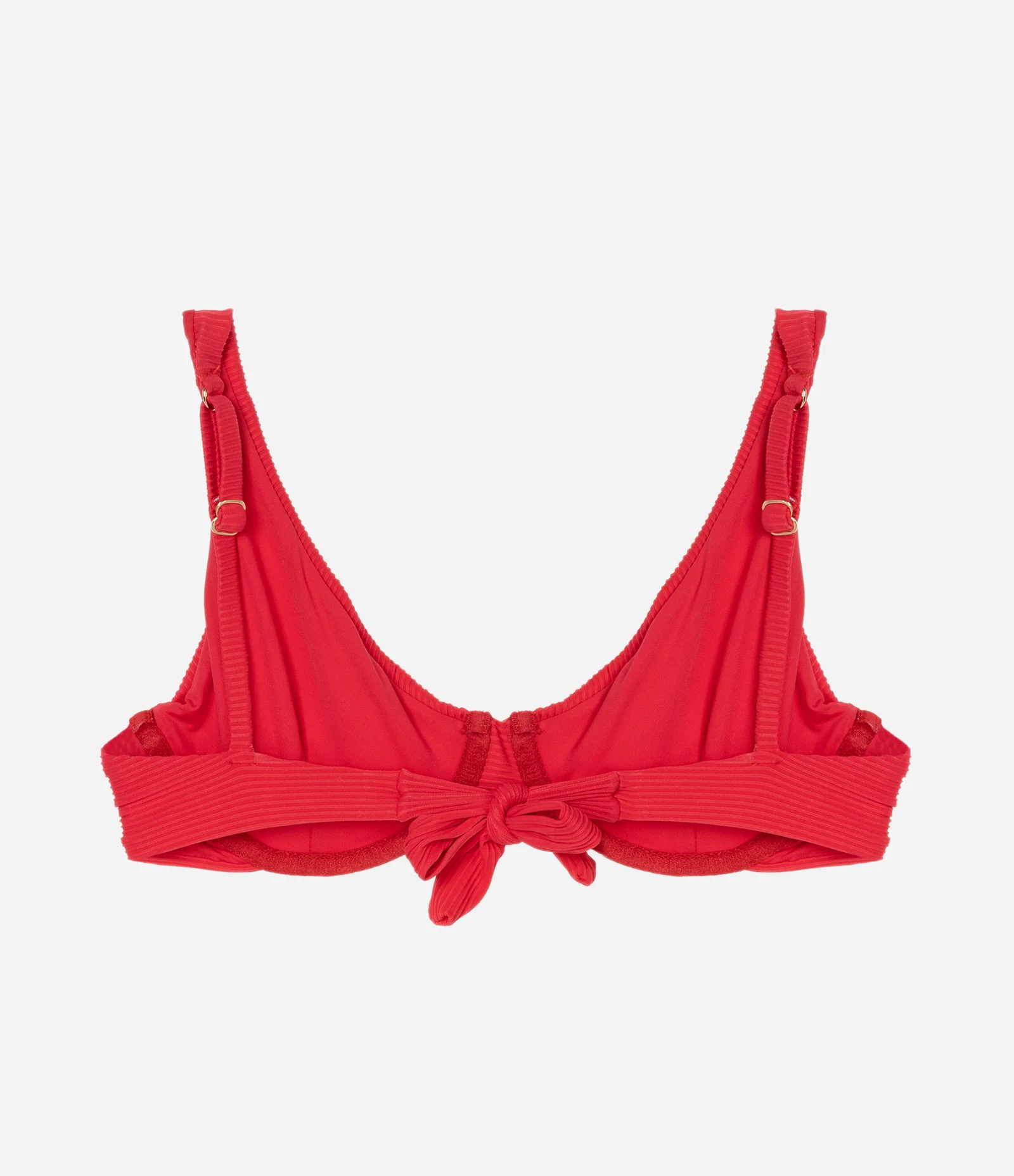 Biquíni Top Meia Taça Alongado em Microfibra Canelada Vermelho 7