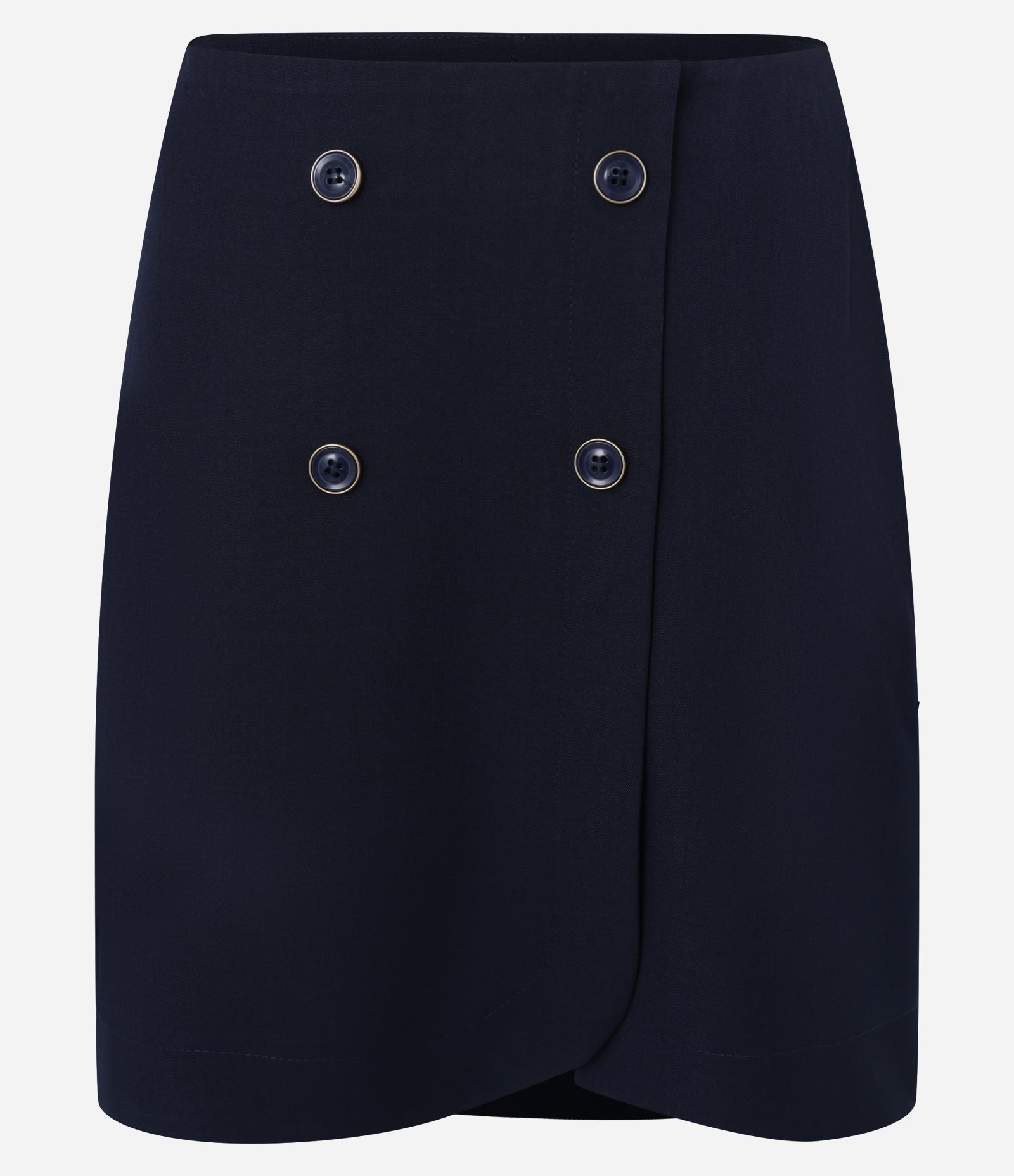 Saia Reta Curta Alfaiatada com Transpasse e Botões Azul Marinho 5