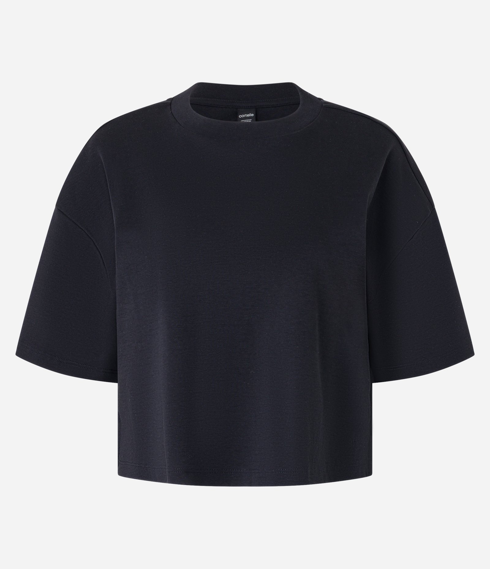 Camiseta Boxy em Algodão Peruano com Manga Ampla Preto 5