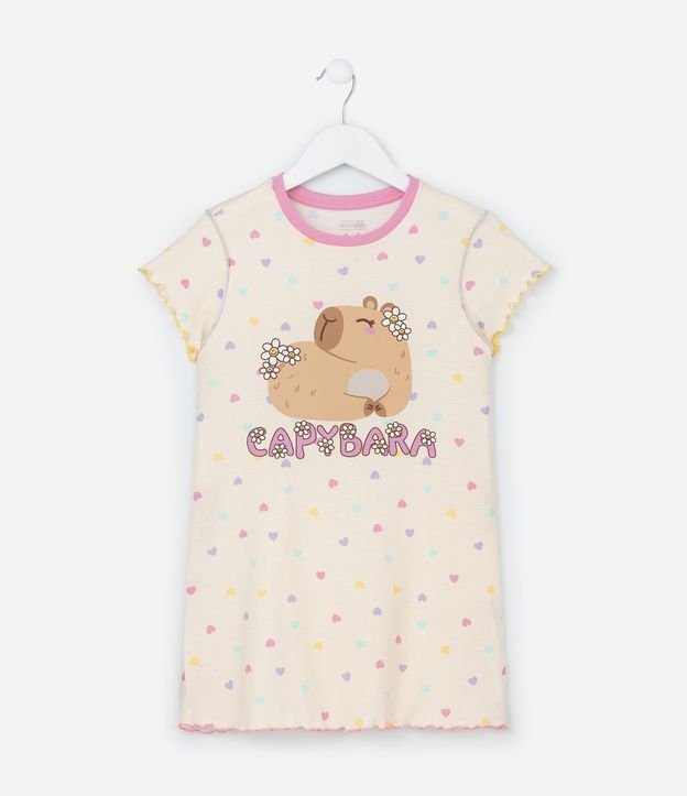 Camisola Infantil em Algodão com Estampa Capivara - Tam 4 a 14 Anos