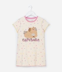 Camisola Infantil em Algodão com Estampa Capivara - Tam 4 a 14 Anos