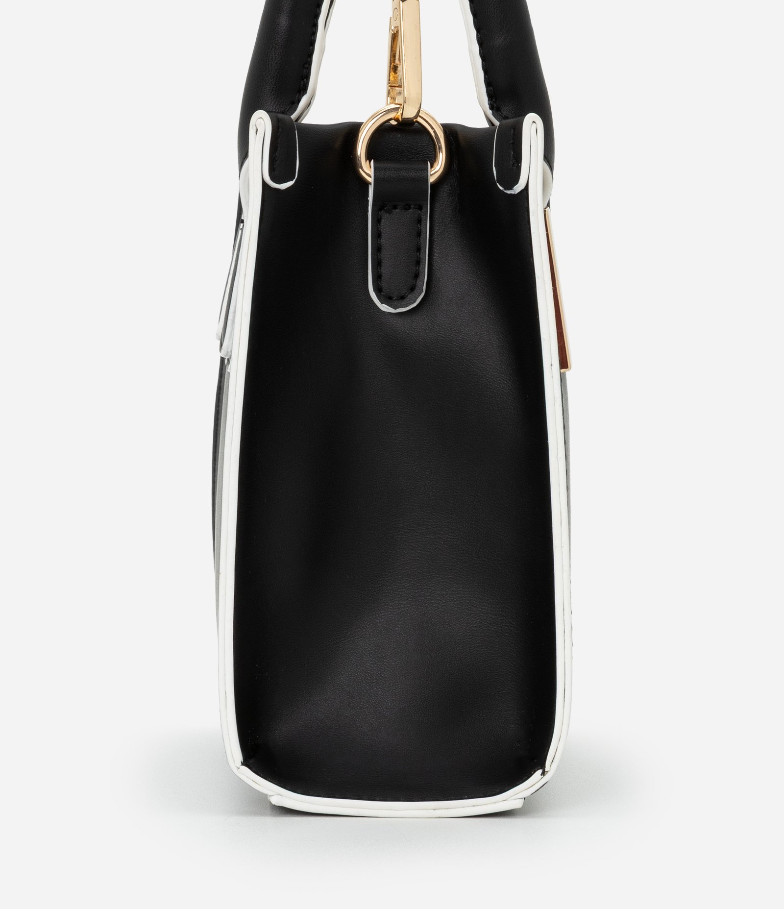 Bolsa Transversal Pequena com Detalhes Bicolor Preto 3