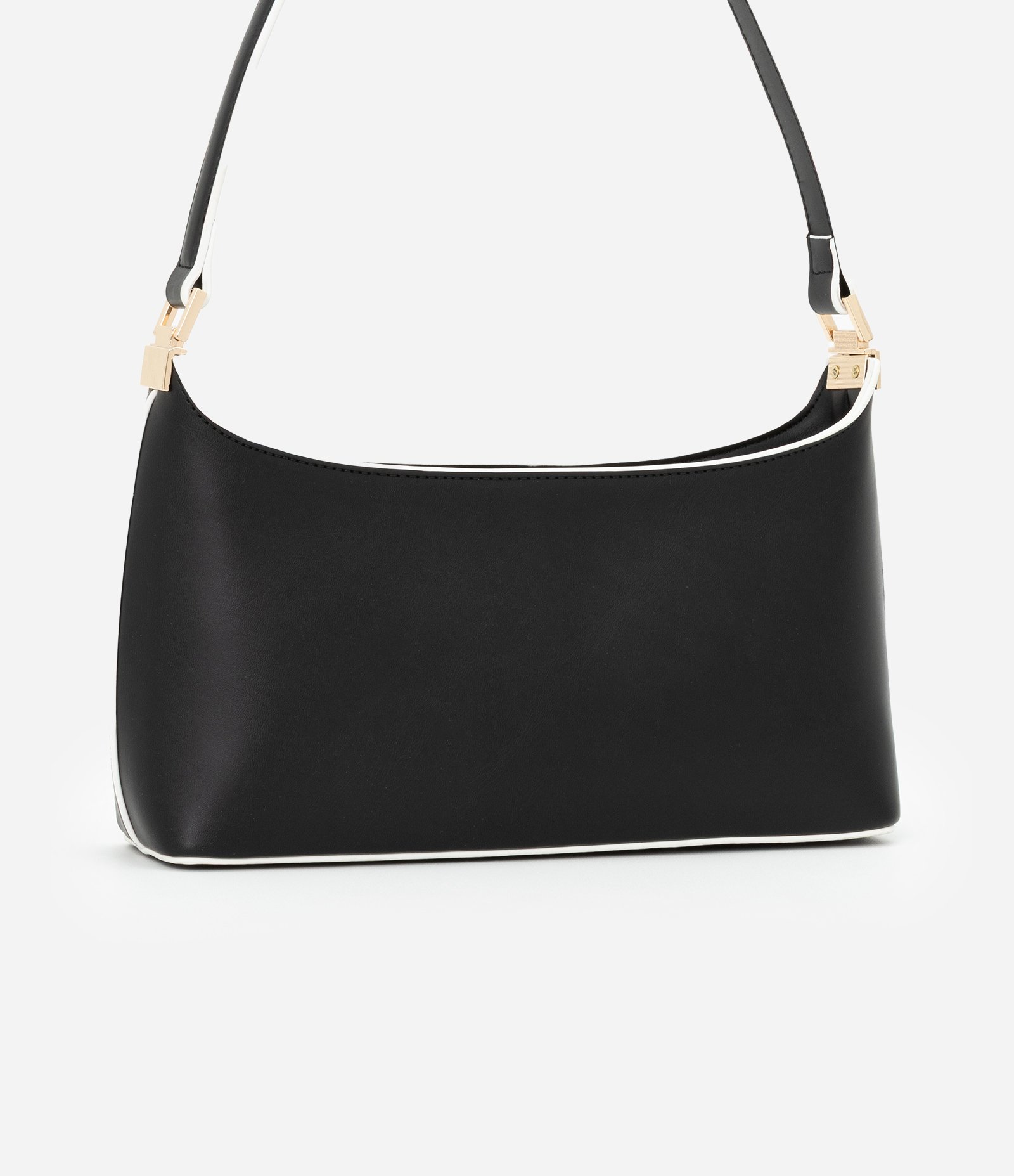 Bolsa Baguete Média com Recortes Bicolor Preto 4