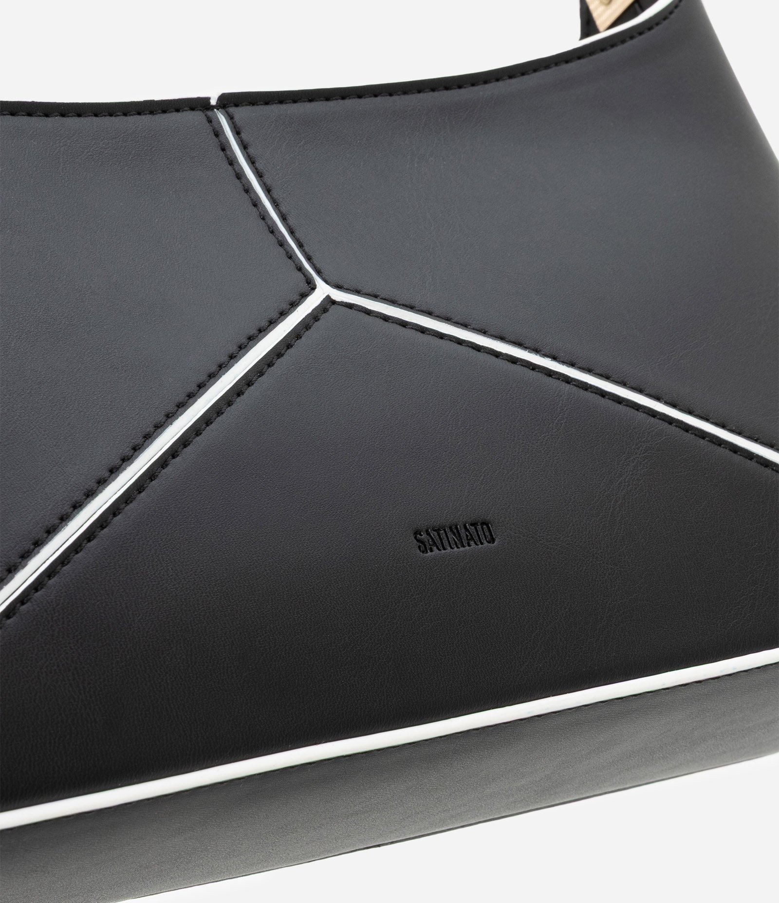 Bolsa Baguete Média com Recortes Bicolor Preto 5
