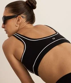 Top Bojo Esportivo em Microfibra com Viés Contrastante