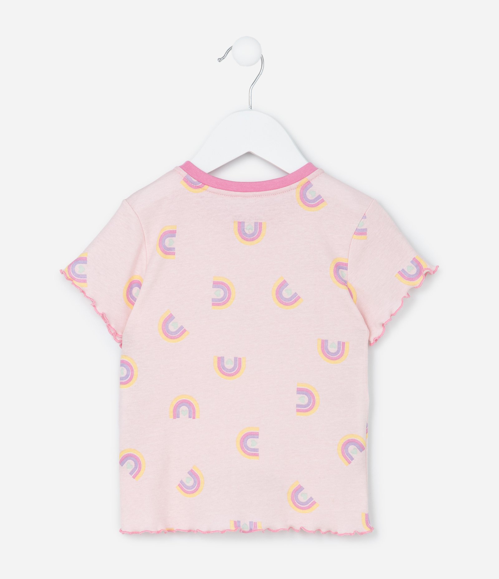Pijama Curto Infantil com Estampa de Gatinho com Bochechas de Pompom - Tam 1 a 4 Anos Rosa claro 3