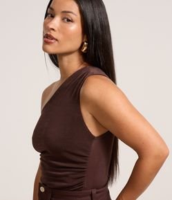 Body com Um Ombro Só e Franzidos Laterais