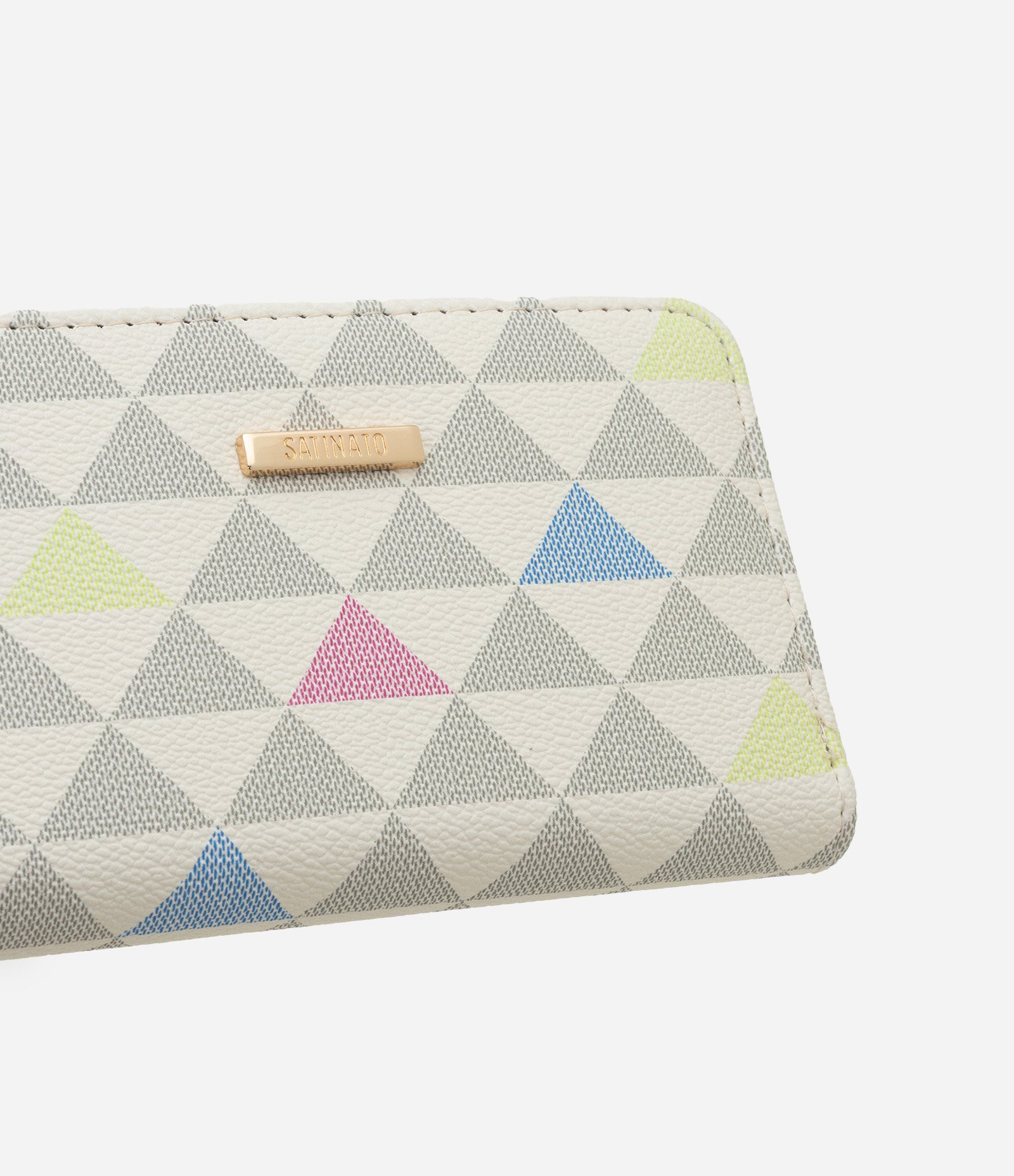 Carteira Pequena com Estampa Triangular e Alça Off White 4
