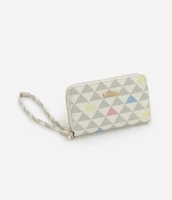 Carteira Pequena com Estampa Triangular e Alça