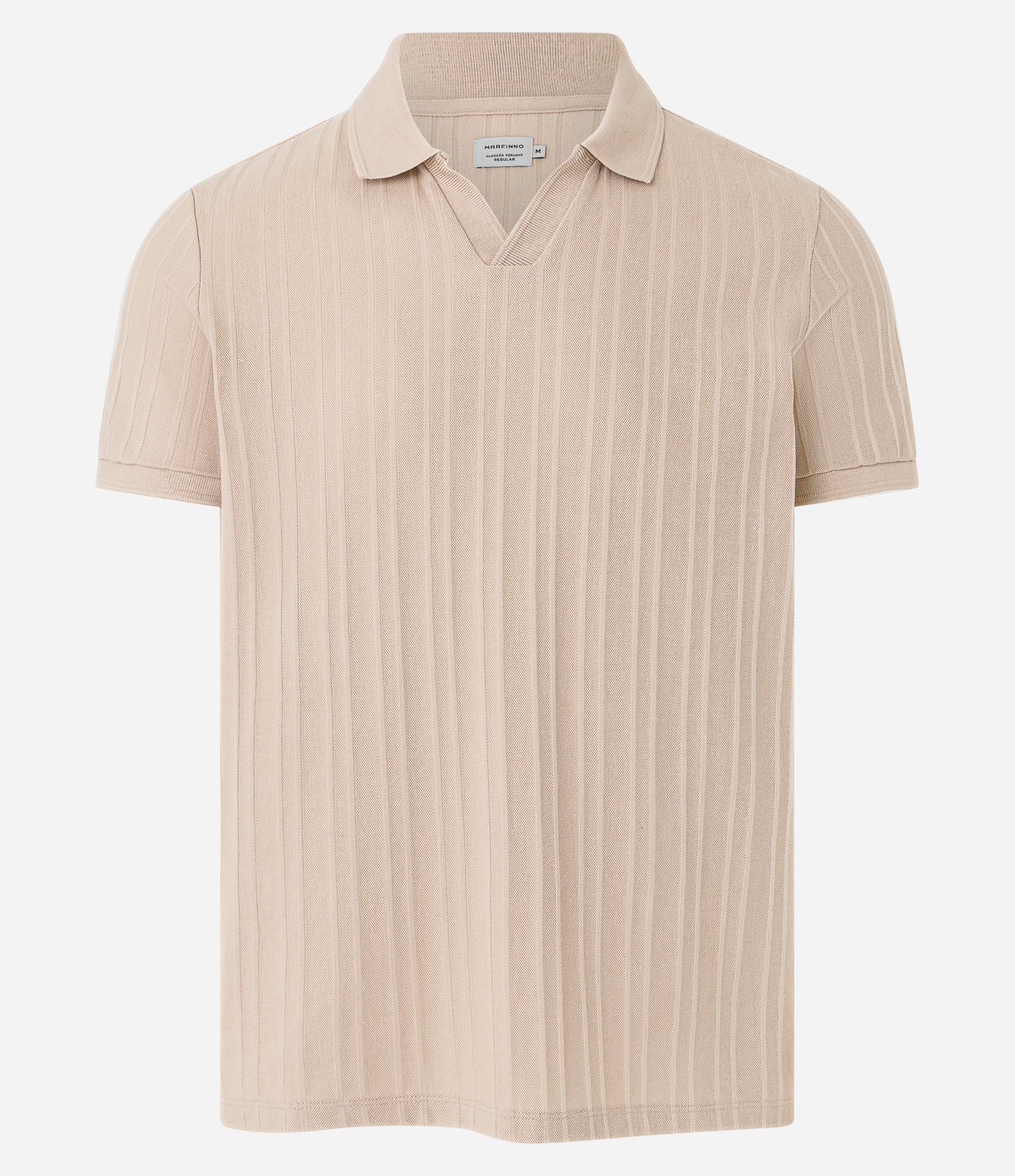 Camisa Polo em Jacquard com Textura Vertical Marrom 1