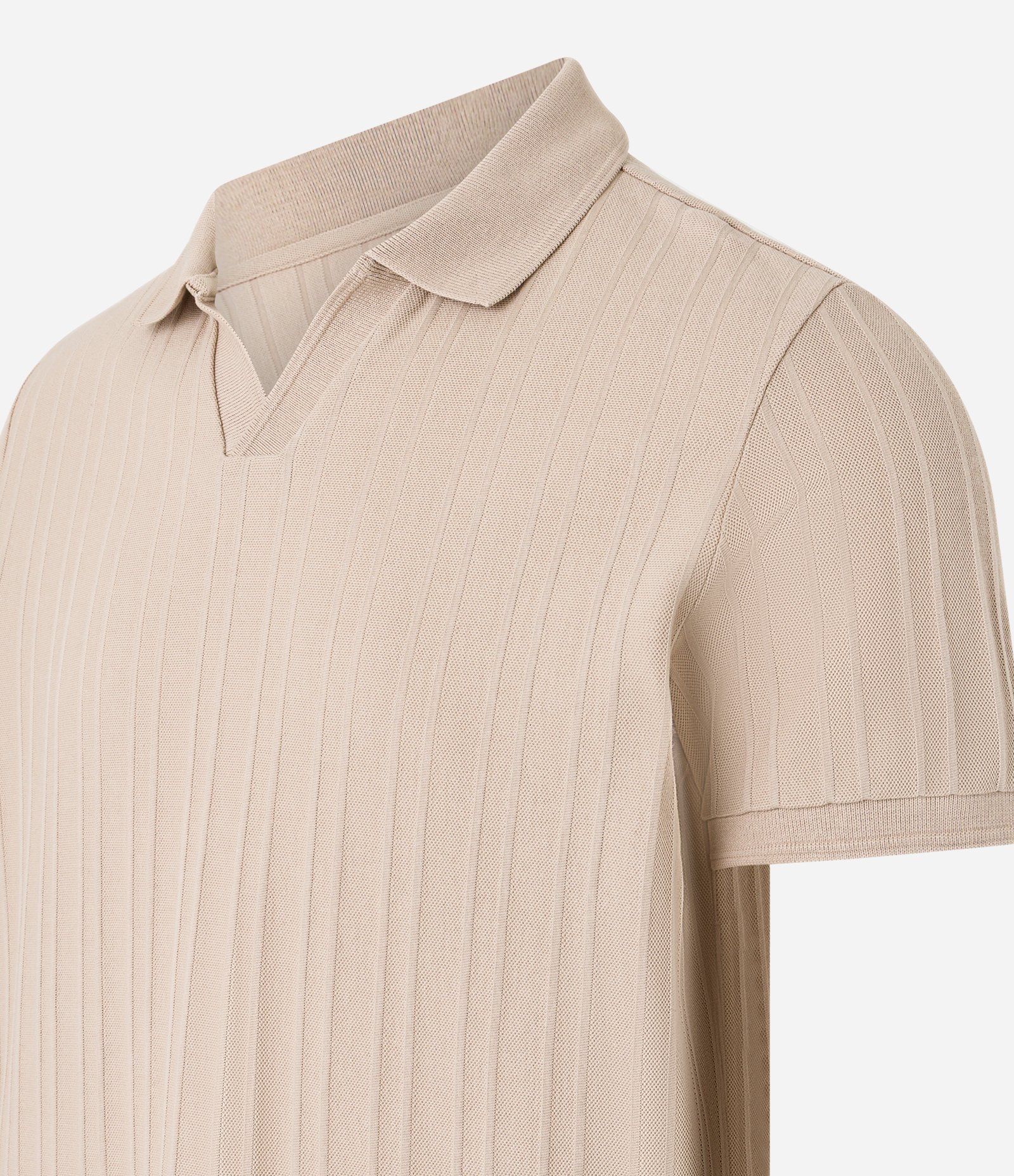 Camisa Polo em Jacquard com Textura Vertical Marrom 2