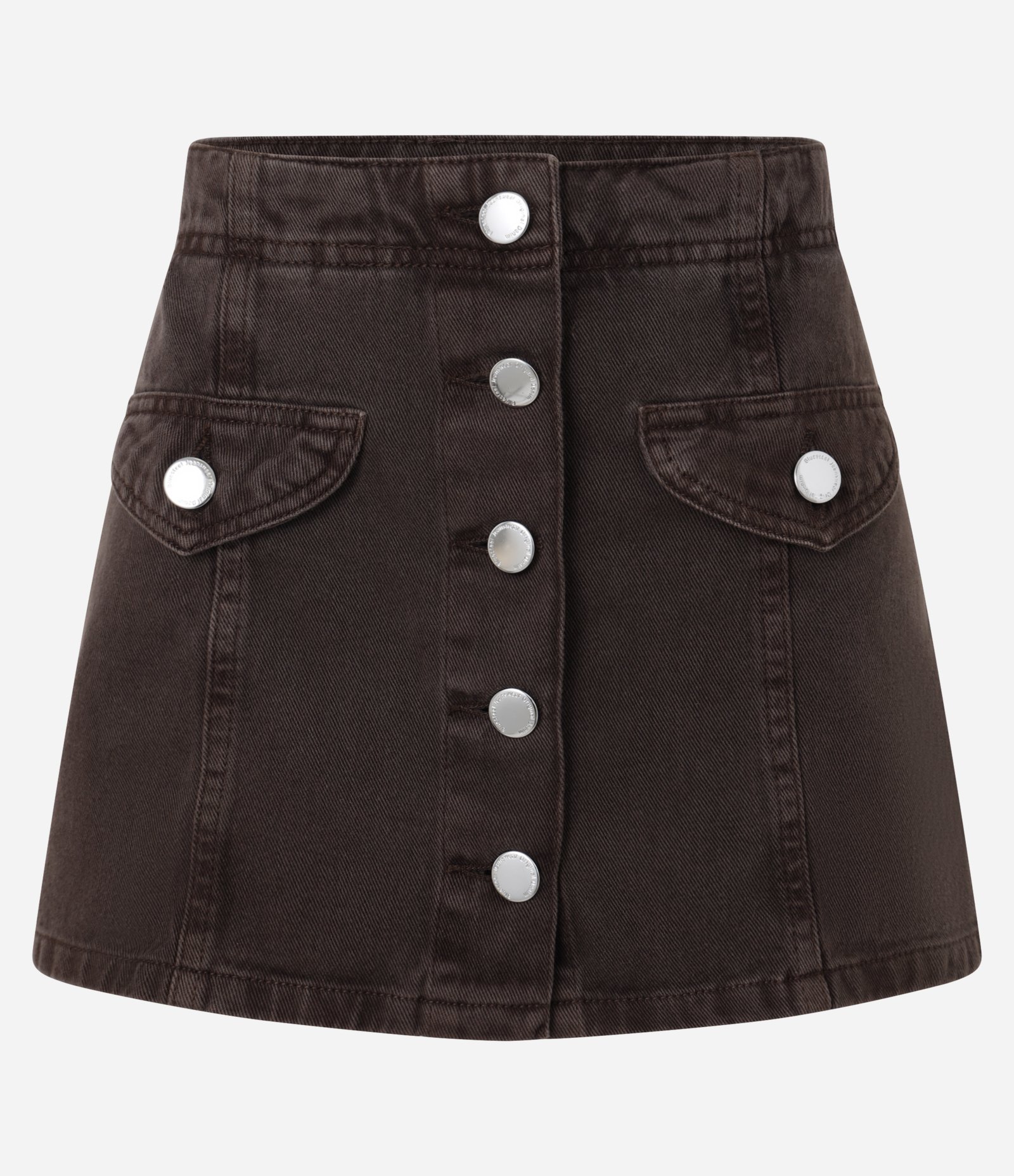 Short Saia em Sarja com Vista de Botões Marrom 5