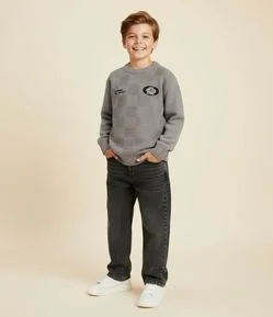 Calça Baggy Infantil em Jeans - Tam 5 a 14 Anos