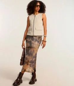 Colete em Alfaiataria com Bolsos e Lapela