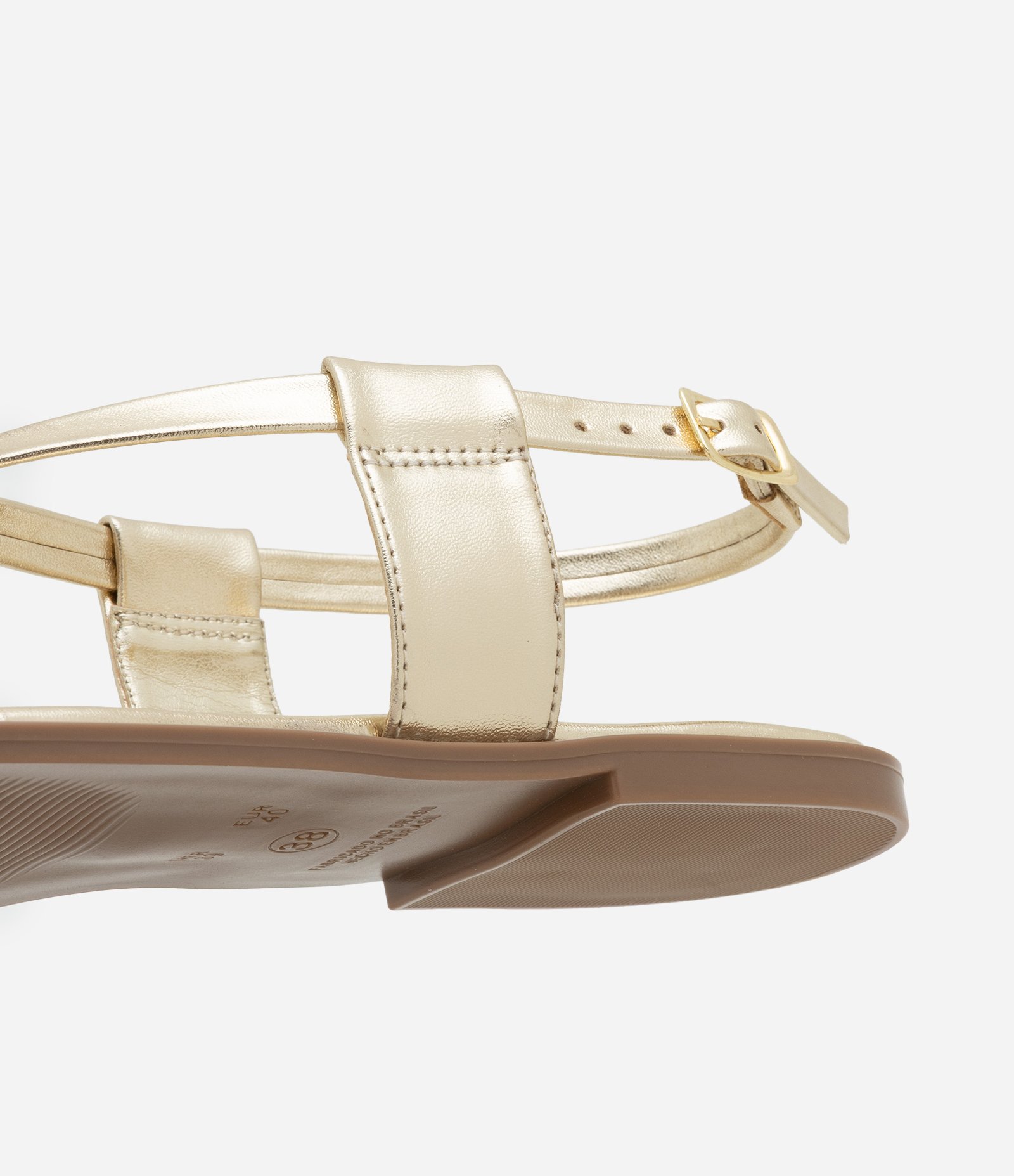 Rasteira Metalizada com Tiras em X e Coração Orgânico Dourado 4