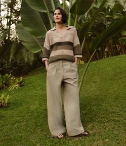Calça Wide Leg em Alfaiataria com Cinto